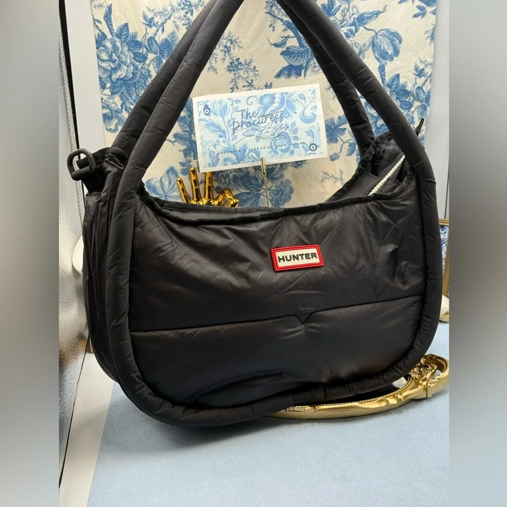🆕 HUNTER 🧿 NWOT Large Framed Puffer Bag, Black *MISSING CROSSBODY STRAP*